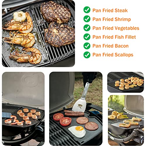 GGC Cast Iron Griddle for Weber 6558 Q100 Q120 Q1000 Q1200; Q100 Q1000 Series Grills (12.6" x 8.6"x 0.5")