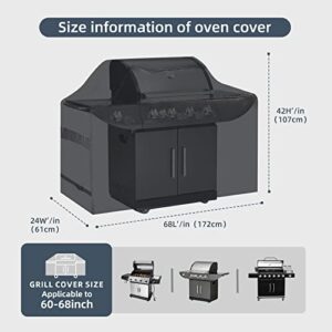 KPT Grill Covers Heavy Duty Waterproof 60-68 inch, BBQ Gas Grill Covers UV and Fade Resistant, All Weather Universal Black Charcoal Grill Cover for Weber, Brinkmann, Char Broil, Nexgrill