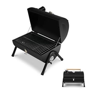 jj jujin portable charcoal grill mini bbq grill for outdoor cooking, camping and picnic black