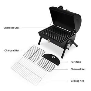 JJ JUJIN Portable Charcoal Grill Mini BBQ Grill for Outdoor Cooking, Camping and Picnic Black