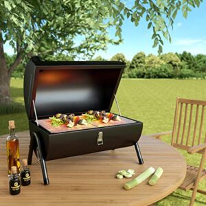 JJ JUJIN Portable Charcoal Grill Mini BBQ Grill for Outdoor Cooking, Camping and Picnic Black