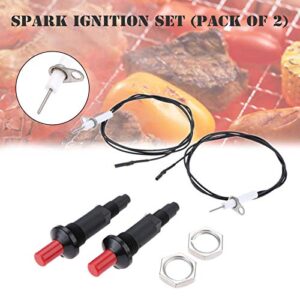 DRELD 2Pack Piezo igniter Spark Ignition with Push Button Igniter, Piezo Igniter with Threaded Ceramic Electrode lgniter, Type of 1 Out 2, Wire 1 Meter, Fit for Gas Grill Range Heater Stove