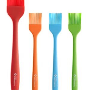 Gourmanity Cook Silicone Basting Brush Set of 4 | Silicone Pastry Brush for Grilling, Cooking and Baking | Flexible Food Brushes | BBQ Brushes for Sauces & Marinades | Pack of 4 Multicolored