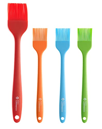 Gourmanity Cook Silicone Basting Brush Set of 4 | Silicone Pastry Brush for Grilling, Cooking and Baking | Flexible Food Brushes | BBQ Brushes for Sauces & Marinades | Pack of 4 Multicolored