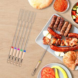 Marshmallow Roasting Sticks-Set of 8 Smores sticks & Hot Dog Forks 32 Inches Telescoping for Fire Pit Campfire with Extra 10 Bamboo Skewers BBQ Kit for Outdoor Camping