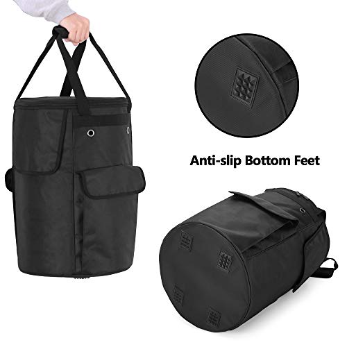 SAMDEW Propane Tank Cover, 20lb Propane Gas Tank Bag with Side Flip Flap and Stable Tabletop Feature, 2 Storage Pockets, Ventilated with 4 Holes, Water & Wear Resistant, Black, Bag Only