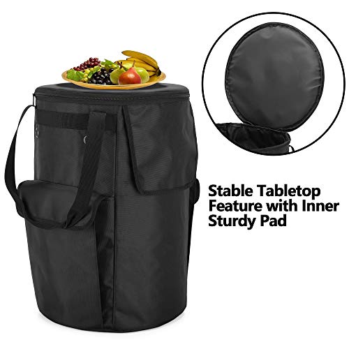 SAMDEW Propane Tank Cover, 20lb Propane Gas Tank Bag with Side Flip Flap and Stable Tabletop Feature, 2 Storage Pockets, Ventilated with 4 Holes, Water & Wear Resistant, Black, Bag Only