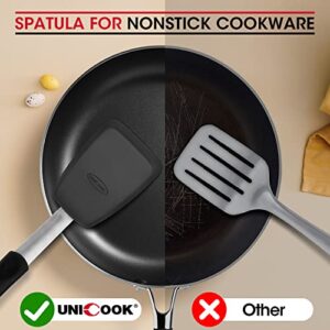 Unicook Flexible Silicone Spatula, Turner, 600F Heat Resistant, Ideal for Flipping Eggs, Burgers, Crepes and More, Small