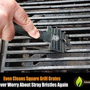 Cave Tools Bristle-Free Metal Grill & Griddle Scraper - Includes Bottle Opener - Barbeque Brush Substitute - BBQ Grill Accessories, Stainless Steel