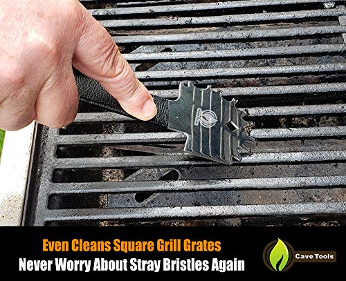 Cave Tools Bristle-Free Metal Grill & Griddle Scraper - Includes Bottle Opener - Barbeque Brush Substitute - BBQ Grill Accessories, Stainless Steel