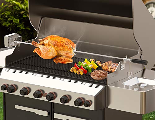onlyfire Universal BBQ Grill Rotisserie Kit with 110V Electric Motor for Gas Grills - 45" 1/2" Hexagon Spit Rod