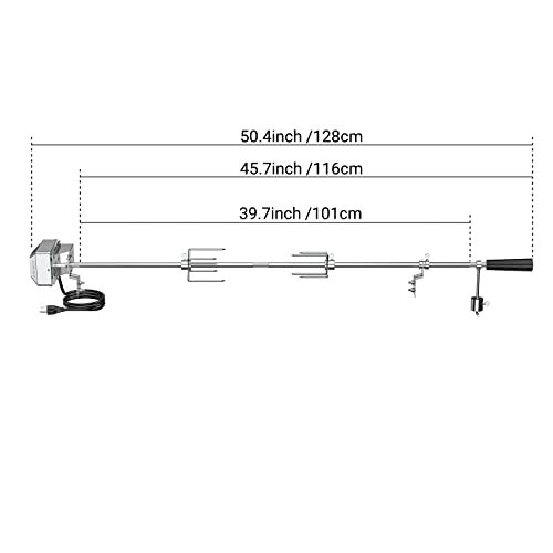 onlyfire Universal BBQ Grill Rotisserie Kit with 110V Electric Motor for Gas Grills - 45" 1/2" Hexagon Spit Rod