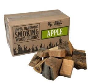 apple smoking wood chunks by billy buckskin co. | all-natural bbq wood chunks | delicious smokey fruity flavor | 3.5 pound bag of wood chunks