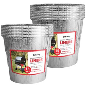entsong 15 pack drip grease bucket liner replacement for traeger hdw152, smoker disposable lines for catching grease, compatible with oklahoma joe's, z grills, etc grills pellet