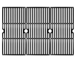 hongso 19 1/16 x 28 inch porcelain coated cast iron grill grates grids replacement parts for brinkmann 810-1750-s, 810-1751-s, 810-3752-f, 810-6570-f, 810-3551-0, gas grill models, set of 3 (pcb006)