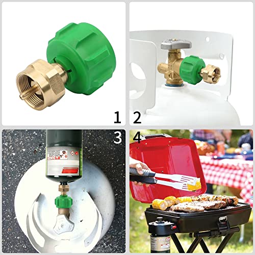 SILATU Propane Refill Adapter - LP Gas Cylinder Tank Coupler to 1LB Throwaway Disposable Propane Bottle, Green