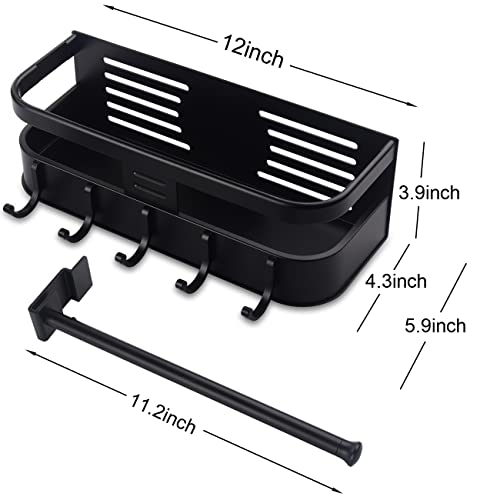 Magnetic Griddle Grill Caddy Organizer No-Installation - Durable Aluminum BBQ Storage for Outdoor Blackstone Grills with Side Shelves, with Paper Towel Holder