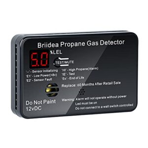 rv propane alarm, briidea propane gas detector with 85db loud alarm, 12 vdc, black