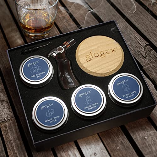 Cocktail Smoker Kit with Torch - Whiskey, Bourbon, Wine Drink Smoker Infuser Kit for Old Fashioned Cocktail, Includes Wood Smoking Chips - 4 Flavors Oak, Apple, Chery, Hickory, Gift for Bourbon Lover