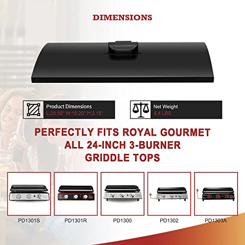 Royal Gourmet PD2300L Griddle Hard Cover with Rear Brackets for 24-Inch Portable Grill Griddle, Grill Accessories for Outdoor BBQ