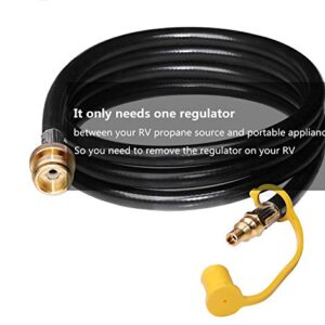 DOZYANT 12 Feet 1/4" Quick Connect RV Propane Hose Converter Replacement for 1 lb Throwaway Bottle Connects 1 LB Bulk Portable Appliance to RV 1/4" Female Quick Disconnect