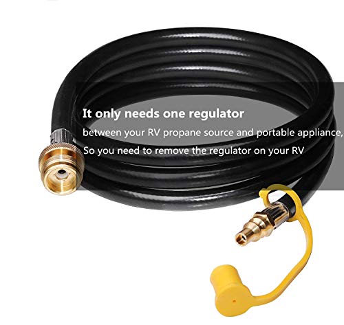 DOZYANT 12 Feet 1/4" Quick Connect RV Propane Hose Converter Replacement for 1 lb Throwaway Bottle Connects 1 LB Bulk Portable Appliance to RV 1/4" Female Quick Disconnect