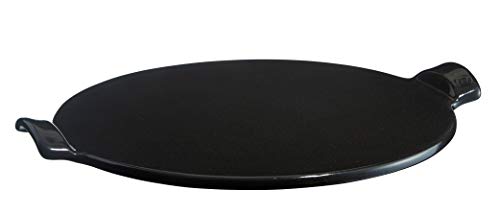 Emile Henry Made in France Flame Top Pizza Stone, Black. Perfect for Pizzas or Breads. In the Oven, On Top of the BBQ. Safe up to 750 degrees F. 100% Natural Clay, Glazed Surface. Easy to Clean.