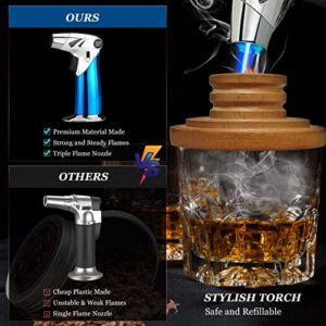 Cocktail Smoker Kit with Torch for Infuse Cocktail Whiskey,Wine, BBQ,Flavor Drink Smoker Include Oak, Cherry, Apple and Pecan Wood Chips,Whiskey Smoker Gifts for Men（No Butane）