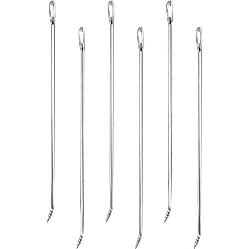 Roasting Trussing Needles Butchers Meat Trussing Needle Stainless Steel Cooking Needles Poultry Trussing Needle for Securing Stuffed Turkey, Chicken, Roasts and Rolled Meats Supplies (6 Pieces)