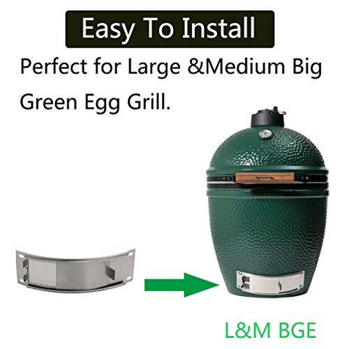 Draft Door Screen Kit Replacement Parts For Large and Medium Big Green Egg,Big Green Egg Accessories,Green Egg Chimney Door With Upgrade Punched Mesh Screen,Stainless Steel(Draft Door Kit for M&L BGE)