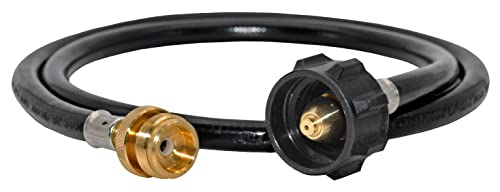 Flame King YSN-QCC-1LB 4-Feet Adapter Hose Converter Replacement for QCC1/Type1 Connects 1LB Bulk Portable Appliance to 20lb Propane Tank, Black