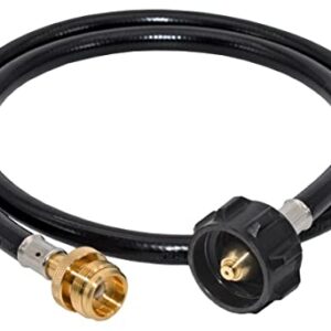 Flame King YSN-QCC-1LB 4-Feet Adapter Hose Converter Replacement for QCC1/Type1 Connects 1LB Bulk Portable Appliance to 20lb Propane Tank, Black