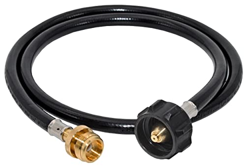 Flame King YSN-QCC-1LB 4-Feet Adapter Hose Converter Replacement for QCC1/Type1 Connects 1LB Bulk Portable Appliance to 20lb Propane Tank, Black