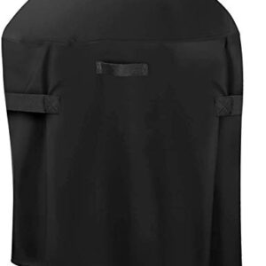 30-inch Round Smoker Cover, BBQ Grill Cover Kamado Cover Barrel Cover Fit for Smoker Grills Charcoal Grills Kamado Grills Gas Grills Vertical Fire Pit Barrel, UV Dust Water Resistant, Black