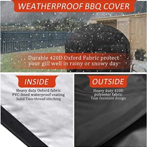 30-inch Round Smoker Cover, BBQ Grill Cover Kamado Cover Barrel Cover Fit for Smoker Grills Charcoal Grills Kamado Grills Gas Grills Vertical Fire Pit Barrel, UV Dust Water Resistant, Black