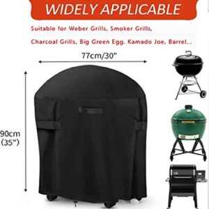 30-inch Round Smoker Cover, BBQ Grill Cover Kamado Cover Barrel Cover Fit for Smoker Grills Charcoal Grills Kamado Grills Gas Grills Vertical Fire Pit Barrel, UV Dust Water Resistant, Black