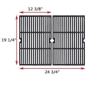 GGC 19 1/4 Inch Grill Grate Replacement for Charmglow BBQ Grillware Nexgrill Weber Jenn-Air Others, 2 PCS Porcelain Coated Cast Iron Cooking Grid (12 3/8" x 19 1/4" for Each)