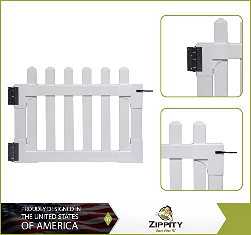 Zippity Outdoor Products ZP19004 Newport Vinyl Picket Unassembled Gate, 33-1/2"H x 42"W, White