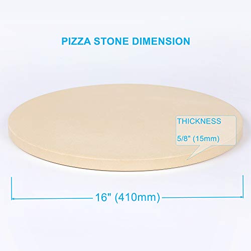 ROCKIMPACT 16 Inch Pizza Stone, Round Baking Stone for Oven and Grill, 5/8" Thick Cordierite Oven Stone for Crispy Crust Pizza