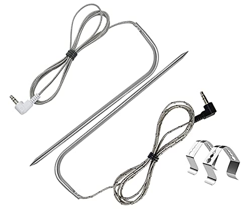 Replacement for Traeger Meat Probe ,Compatible with Traeger Wood Pellet Grills and Smoker ,Equipped with Stainless Steel Grill Holder kit 2 Pack