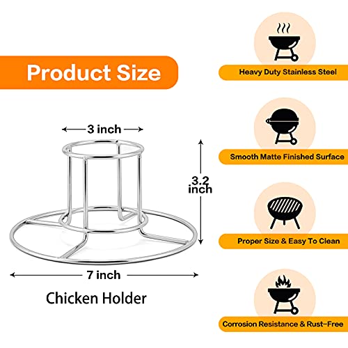 HaSteeL Beer Can Chicken Holder 3Pcs, Includes Stainless Steel Vertical Chicken Roaster Stand Rack, Heavy Duty Roasting Drip Pan & Silicone Oil Brush, Great for Smoker Grill Oven BBQ, Dishwasher Safe