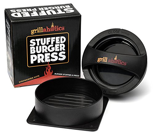 Grillaholics Stuffed Burger Press and Recipe eBook - Extended Warranty - Hamburger Patty Maker for Grilling - BBQ Grill Accessories