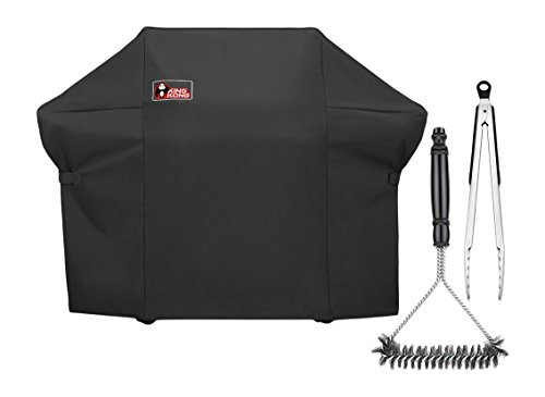 Kingkong 7108 Premium Grill Cover for Weber Summit 400-Series Gas Grills (Compared to The Weber 7108 Grill Cover) Including Grill Brush and Tongs