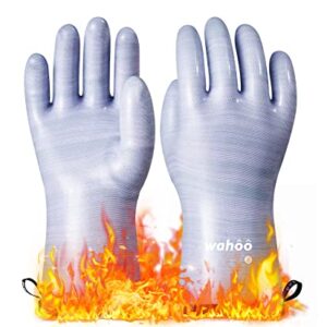 Wahoo Liquid Silicone Oven Gloves, CoralAir Liner, Heat Resistant Gloves for Cooking, Food-Grade, Waterproof, Baking, Medium