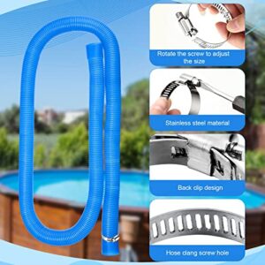 2 Pcs 1.25 Inches Diameter 59 Inches Long Pool Pump Replacement Hose with 4 Pcs Metal Clamps Swimming Pool Filter Hose for Above Ground Pools Compatible with Filter Pumps 330 GPH 530 GPH 1000 GPH