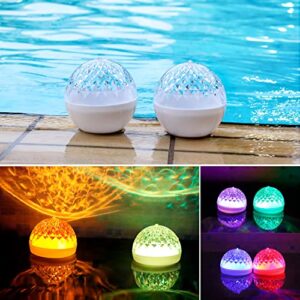 floating pool lights, solar pool lights that float, light up led pool balls lights with 3 modes of changing colors, hangable pool glow balls for swimming pool, pond, waterproof pool accessories-2pcs