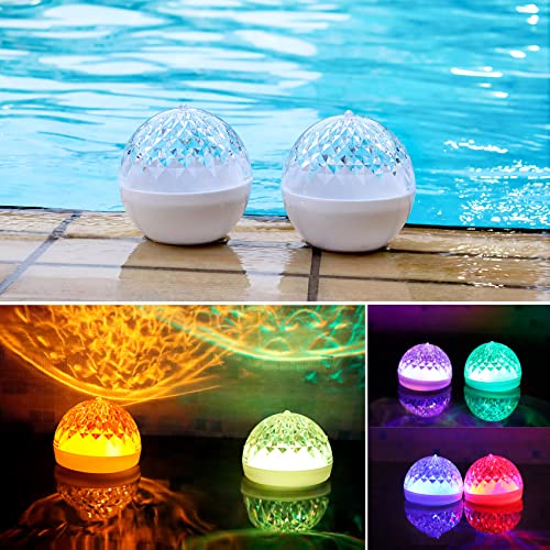 Floating Pool Lights, Solar Pool Lights That Float, Light up Led Pool Balls lights with 3 Modes of Changing Colors, Hangable Pool Glow Balls for Swimming Pool, Pond, Waterproof Pool Accessories-2pcs