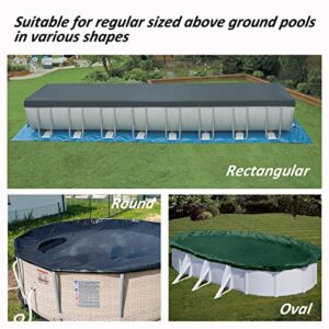 Pool Cover Winch and Cable, 102ft Winterize Pool Closing Kit Pool Cable and Winch, Heavy-Duty Pool Cover Wire and Winch, Pool Cover Cable & Ratchet Kit for Above Ground Swimming Pool Winter Cover-Blue