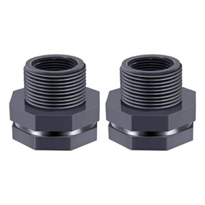 seamaka 2 pcs 3/4 inch female pvc bulkhead fitting with thick silicon seal gasket for water tanks, aquariums, tubs, pools o-h-007