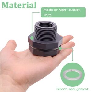 Seamaka 2 PCS 3/4 Inch Female PVC Bulkhead Fitting with Thick Silicon Seal Gasket for Water Tanks, Aquariums, Tubs, Pools O-H-007